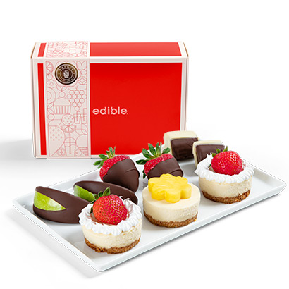 Cheesecake with Chocolate<br>Dipped Fruit Box