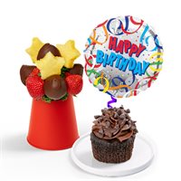 Mini Fruit Bouquet Cupcake  Balloon Gift Bundle