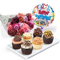 Cupcakes Flowers  Balloon Gift Set