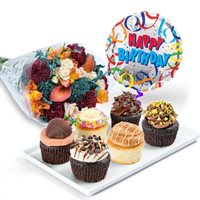 Cupcakes Flowers  Balloon Gift Set