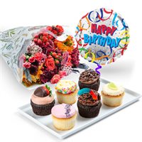 Cupcakes Flowers  Balloon Gift Set