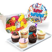 Cupcakes Flowers  Balloon Gift Set