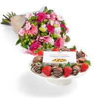 Chocolate Covered Dreams Platter  Flowers Bundle