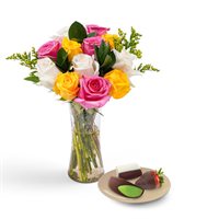 Fresher Than Ever Roses  Mixed Fruit Gift Bundle