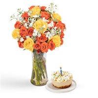 Roses  Happy Birthday Cheesecake Gift Bundle