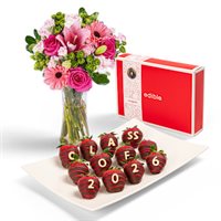 Class of 2026 Chocolate Covered Strawberries  Flowers Gift Set