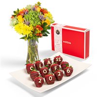 Class of 2025 Chocolate Covered Strawberries  Flowers Gift Set