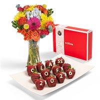 Class of 2026 Chocolate Covered Strawberries  Flowers Gift Set