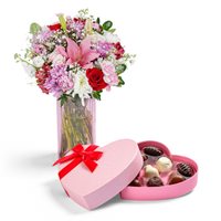 Vibrant Bouquet  Heart Truffle Gift Set