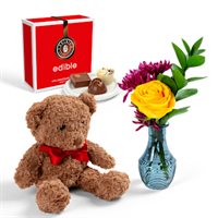 Flowers Chocolates  Cuddles Gift Set