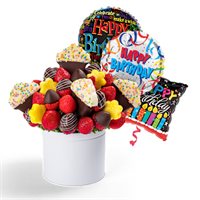 Birthday Wishes Fruit Bouquet & Balloons
