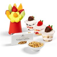 Indulgent Dessert, Fruit Bouquet & Cashews