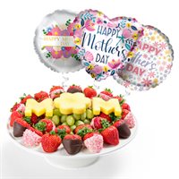 Moms ChocolateCovered Strawberries Platter  Balloons