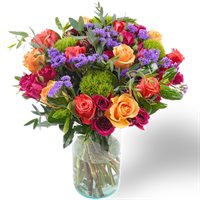 Luxe Seasonal Rose Bouquet with Vase